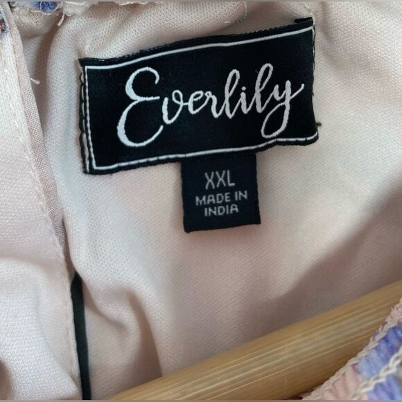 Everlily High Neck Sleeveless Blush Floral Chiffon Tiered Ruffle Dress Size XXL - Picture 10 of 12